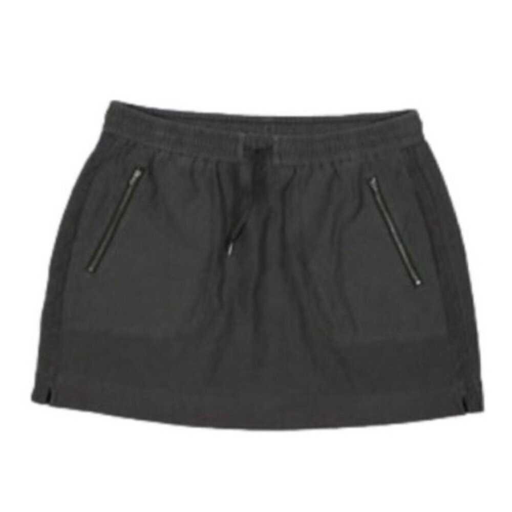 Athleta Womens Gray Athletic Mini Skirt Zip Pockets Elastic Waist Size 12